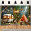 2D Cozy Camping Forest Trailer Photography Background