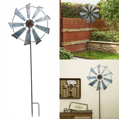 Outdoor Decor Yard Windmill Wind Pinwheel Retro Metal Wind Iron Art Rotatory Windmill Garden Stake Decoration Modern