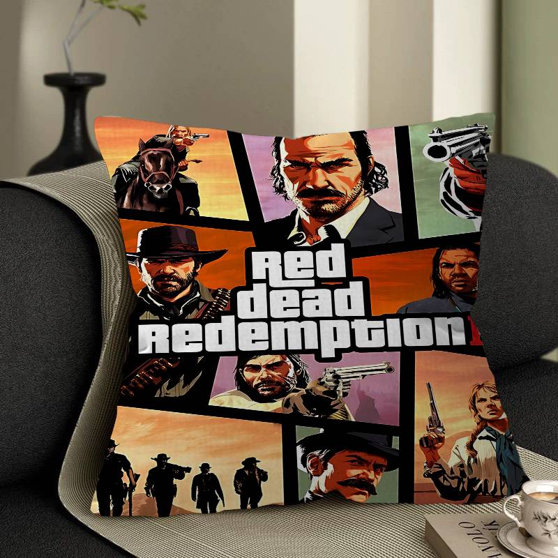 Spel R-Red Dead Redemption Rdr Kussenslopen Cartoon Bank Decoratief Huis Dubbelzijdig Bedrukken Kort Pluche Schattige Kussenhoes