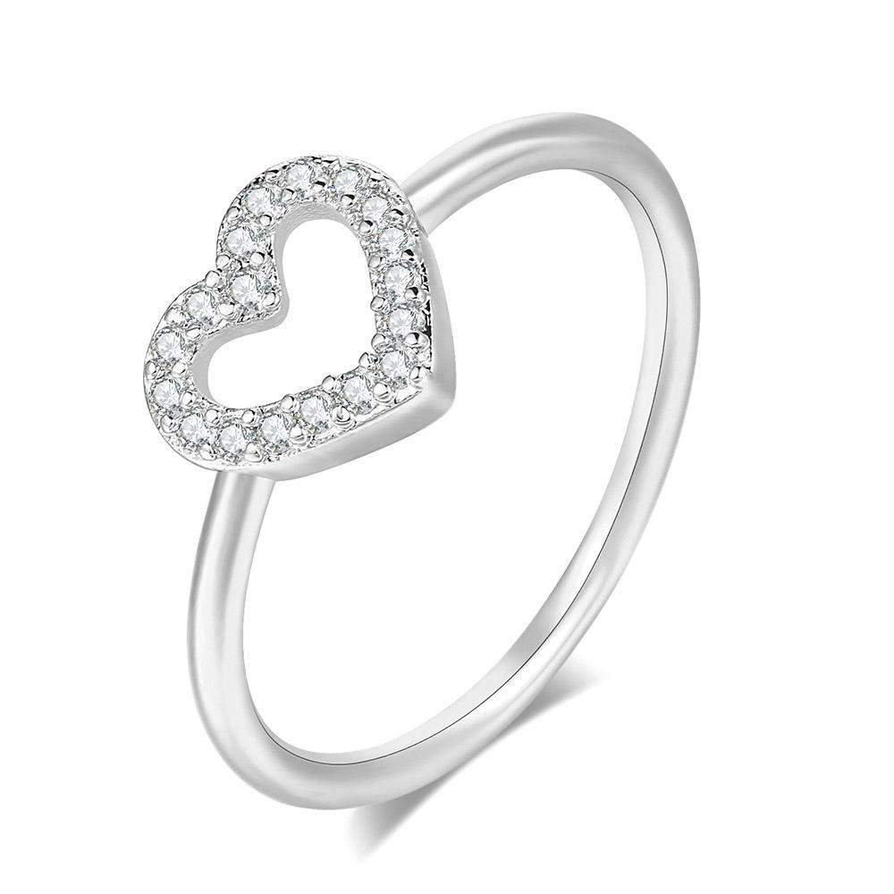 Double Fair Heart Rings For Women Female Rose Gold Color Zircon Party Daily Female Women's Midi Rings Fashion Jewelry R916