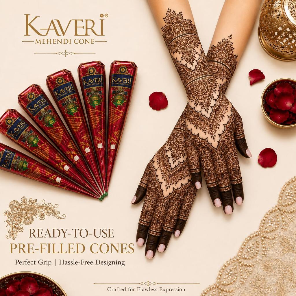 Kaveri Natürliche Henna Mehandi Kegel Für Hand- und Haarkunst Traditionelle Rajasthani Paste Für Brauthochzeitsgebrauch 24er Pack