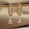 1 Pair Elegant Mini Cubic Synthetic Zirconia Water Drop Dangle Earrings - Sparkling Teardrop Design Party Jewelry, Women Cute Earrings, Daily Wear