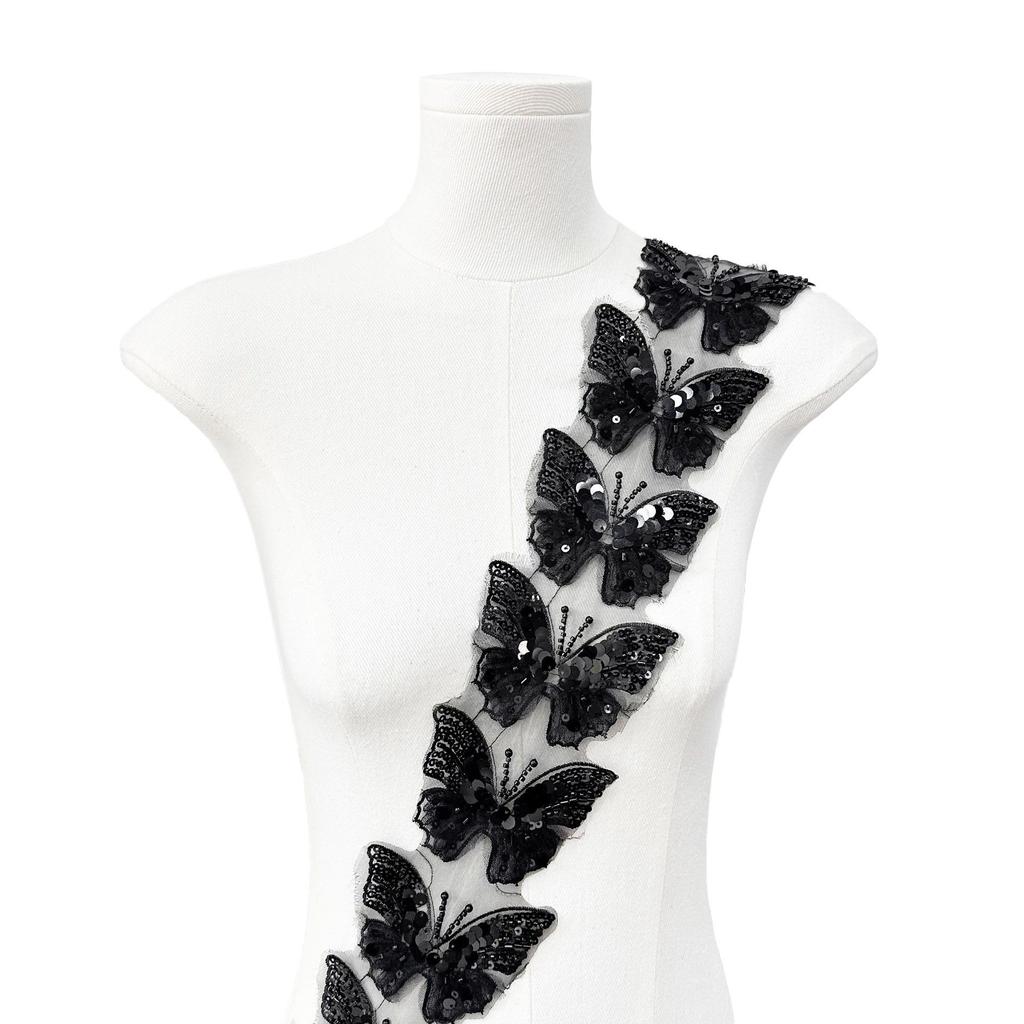 Black Butterfly Handmade Staple Sequins Barcode Cloth Sticker Clothing Lolita Skirt Hair Accessories Lace Accessories