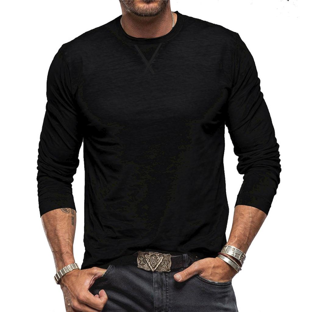 Men'S Round Neck Long Sleeved Fashionable Casual Sports Top