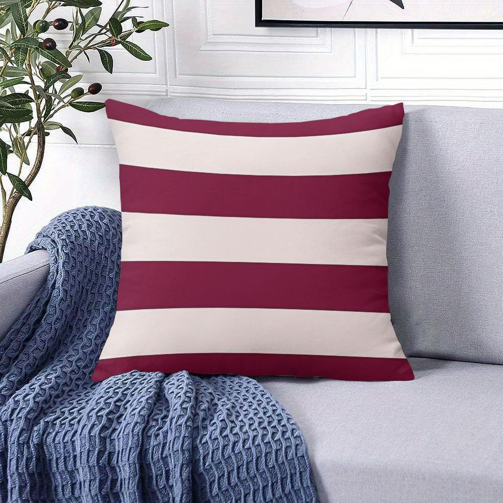 Vinröd Vitrandig fyrkantig Jacquard Kuddfodral för Soffa Kontor Midjekudde Fodral Heminredning Kuddfodral
