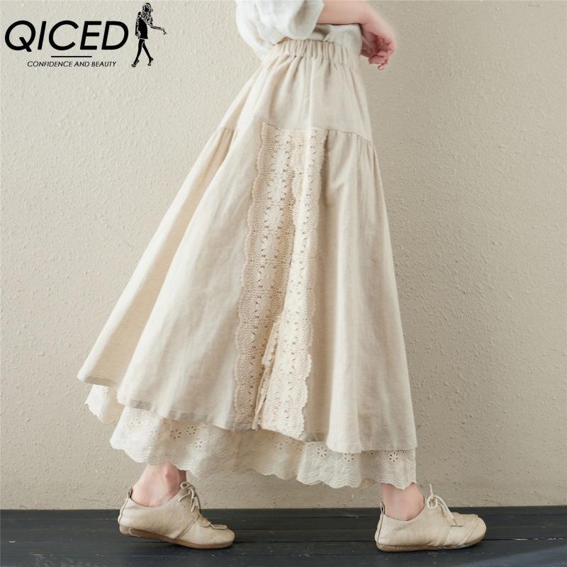 

QICED Женская Модная Повседневная Летняя Весенняя Юбка XXL бежевый