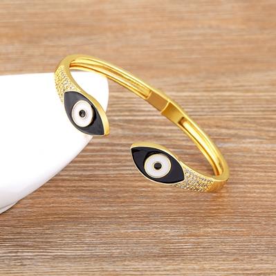 Nidin High Quality Lucky Evil Eye Bangles Bracelets for Women Girl Mutiltype Classic Colorful Enamel Boho Adjustable Jewelry
