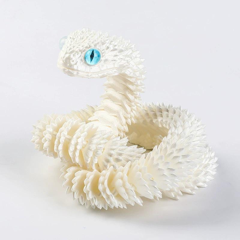 3D Printed Movable Viper Snake Model Toy - Flexible Simulation Animal Doll