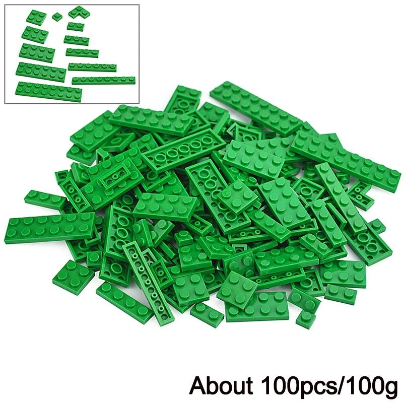100Pcs Bulk Parts Thin Bricks 12 Size Mixed 15 Color Building Blocks Figures MOC Model Educational Construction Toy for Kid Gift