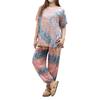 James Square JS035YL Beautiful Pastel Top and One Size Fits Plus Sizes Summer Yoga Gym Short Relaxed Opaque Asian Blouse and Yellow Women's Tie-Dye