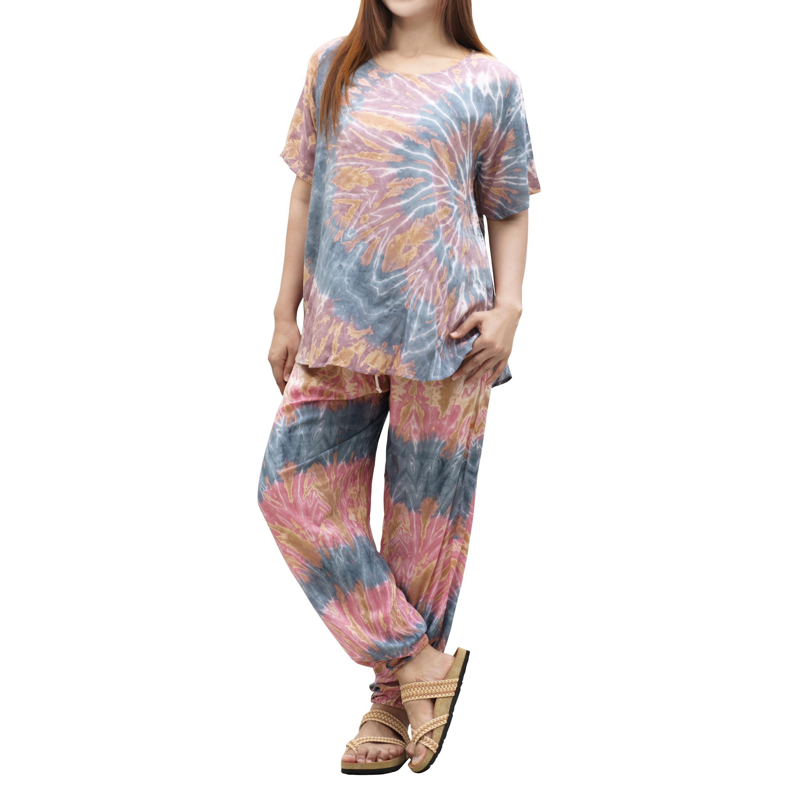 

James Square JS035YL Красивый пастельный топ и единый размер для больших размеров Летние шорты для йоги и спортзала Свободный непрозрачный азиатский топ и желтый женский тай-дай