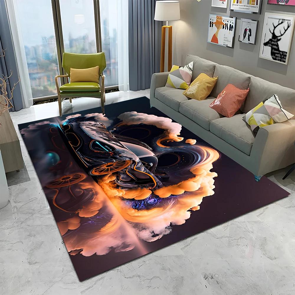 3D Toekomstige Sportwagen HD Concept Auto Cartoon Tapijt Vloerkleed voor Huis Woonkamer Slaapkamer Bank Deurmat Decoratie, Kinderen Antislip Vloermat
