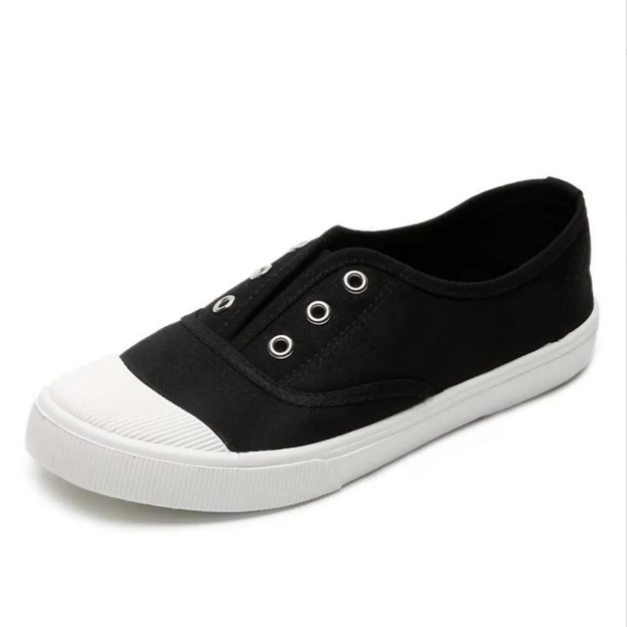 

Обувь для отдыха для женщин Кроссовки модные Четыре сезона дышащие Slip-ON спортивные низкие женские парусиновые кроссовки для сноуборда 35 чёрный