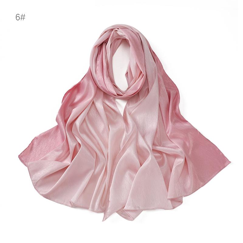 

Дизайн Модный Градиентный Цвет Классический Блестящий Шелковый Шарф Женский Мягкий Платок Однотонная Шаль Головной Платок Мусульманский Шарф 70x180CM