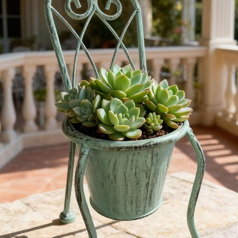 Planter Decoration Iron Plant Basket Shabby Metal Flower Holder Pot Stand for Indoor Outdoor Home Farmhouse