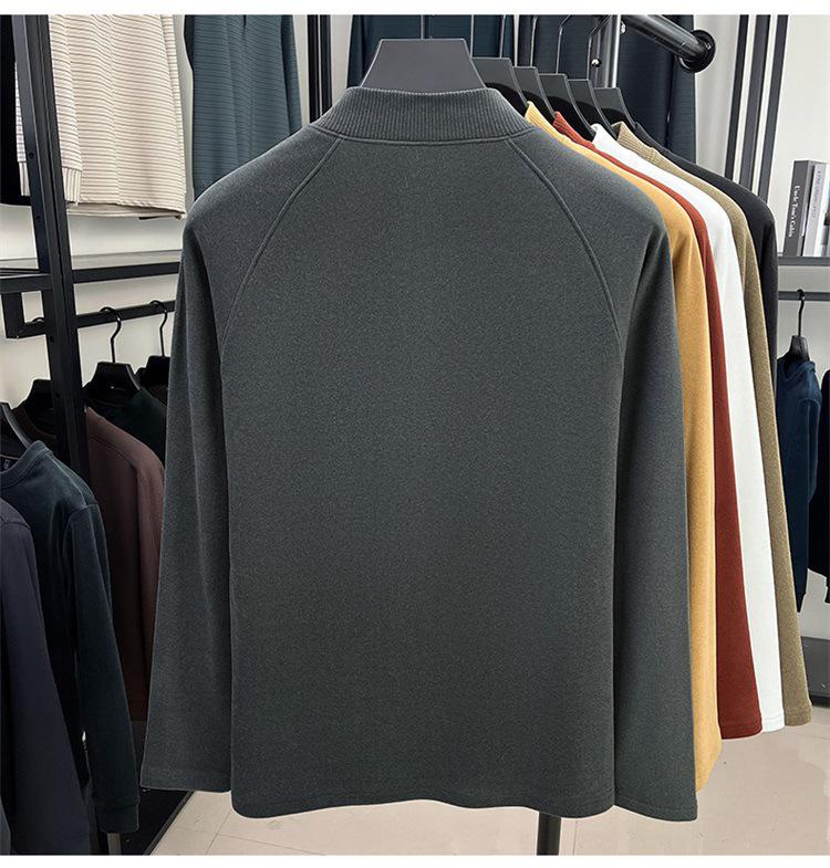 Moletom Casual Solto de Veludo Dupla Face com Gola Alta Masculino Outono/Inverno 2025