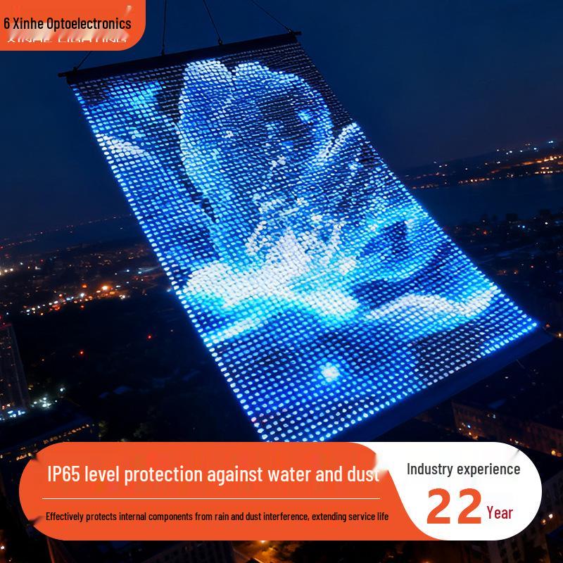 LED Flying Screen: P25/P50 Series Flexible Outdoor Mesh Point Source Soft Screen Fence Flying Screen P25 Series