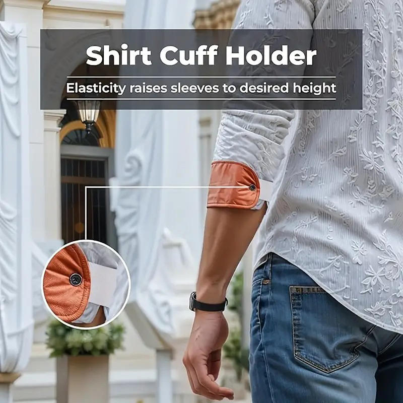 1Pair Shirt Cuff Holder for Men Women Button Closure Elastic Sleeves Keeper Anti-Slip Pull-Up Shirt Stays