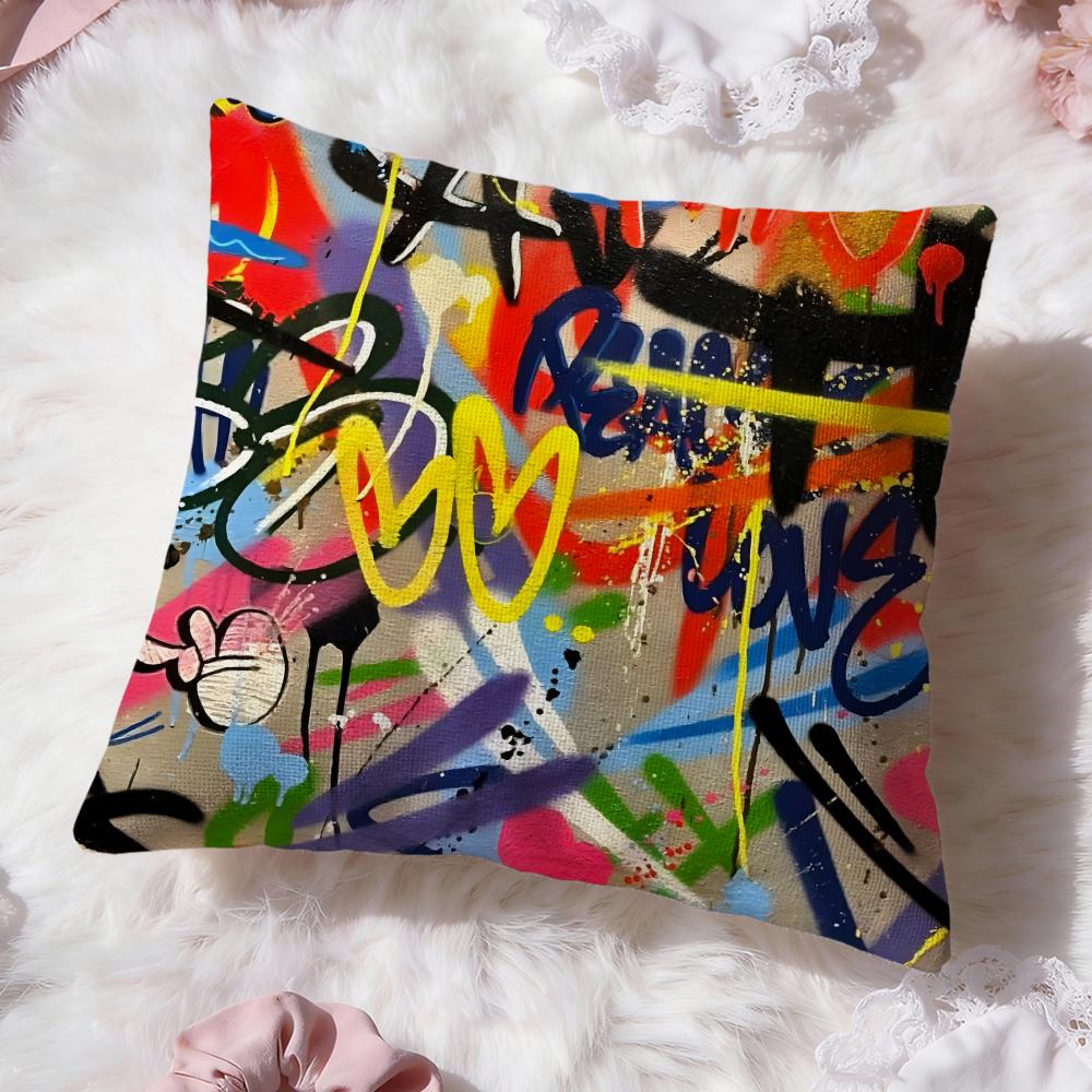 Street Graffiti Texture Cushion Cover Premium Comfort Reversible Pillow Cove Two In One Design for Any Room  Car Interior