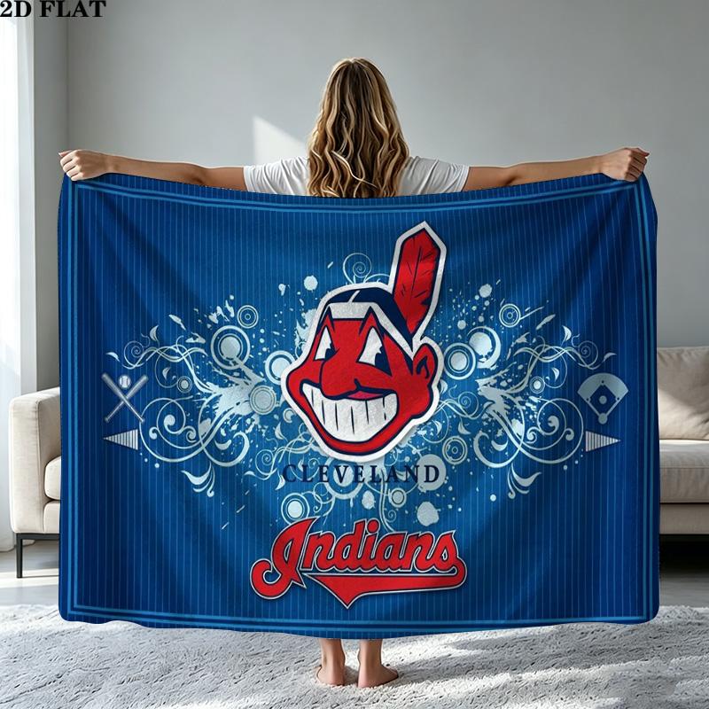 Cleveland Indians Print Flannel Blanket High Quality Warm Comfortable Cover for All Seasons Perfect for Gifts Home Decor