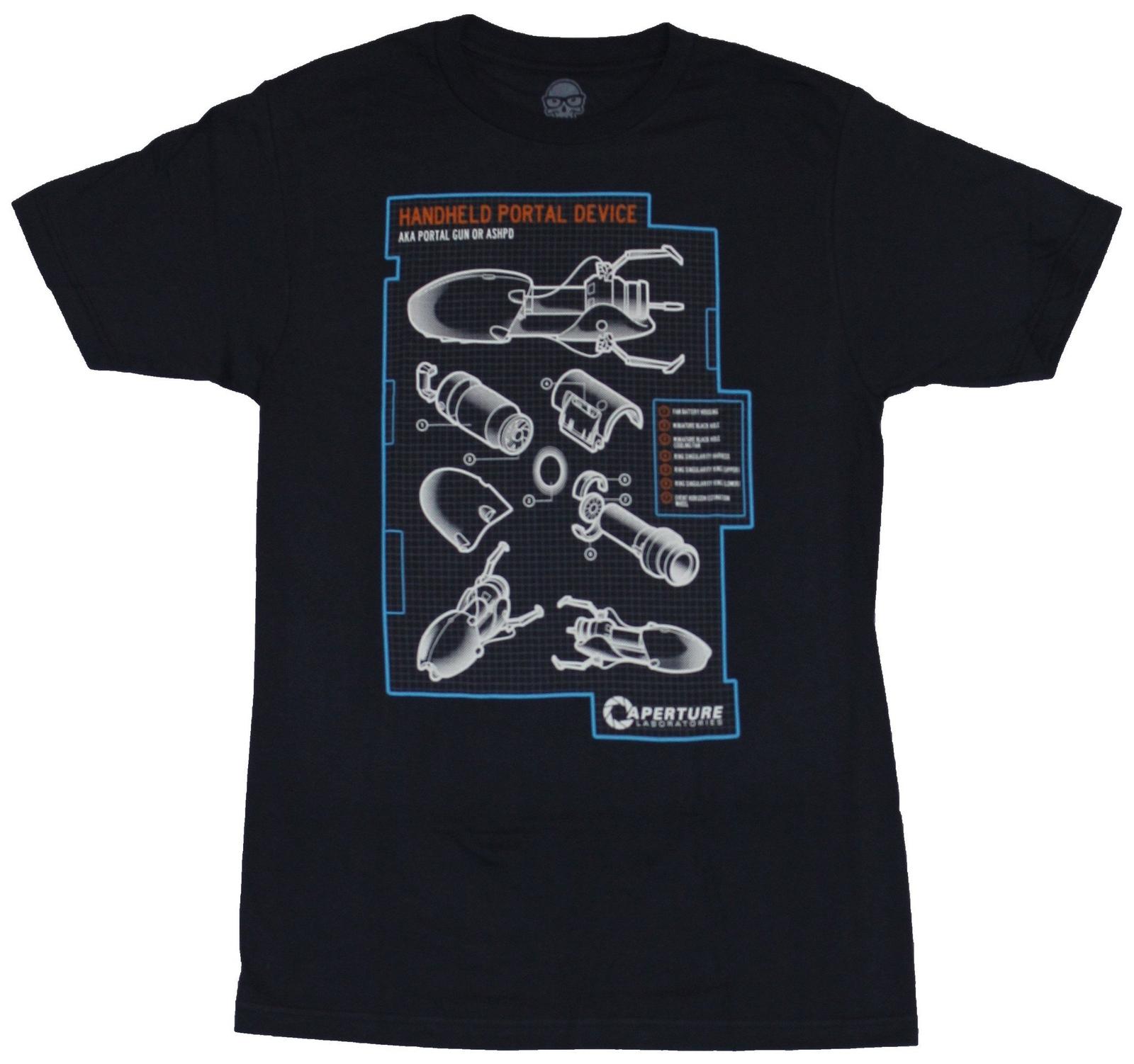 Portal 2 Adult New T-Shirt - Portal Gun Classic Blue Print Pic XXL