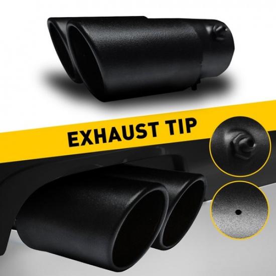 Black Stainless Steel Car Rear Dual Exhaust Pipe Tail Throat Muffler Tip Round