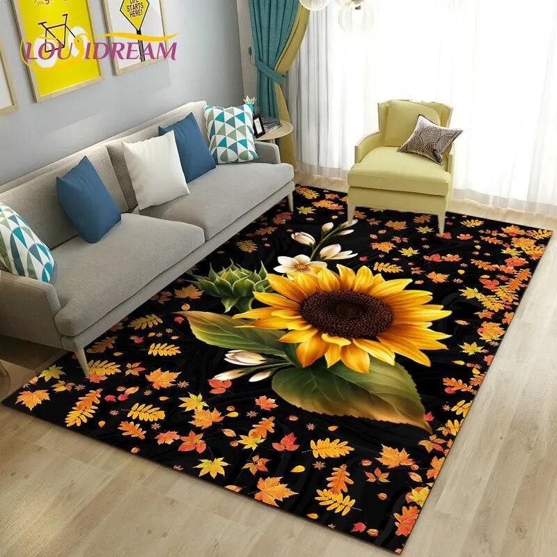 Dandelion Fresh Flower Plant Leaf Area Rug,Carpet Rug for Living Room Bedroom Sofa Doormat Decoration,Kitchen Non-slip Floor Mat