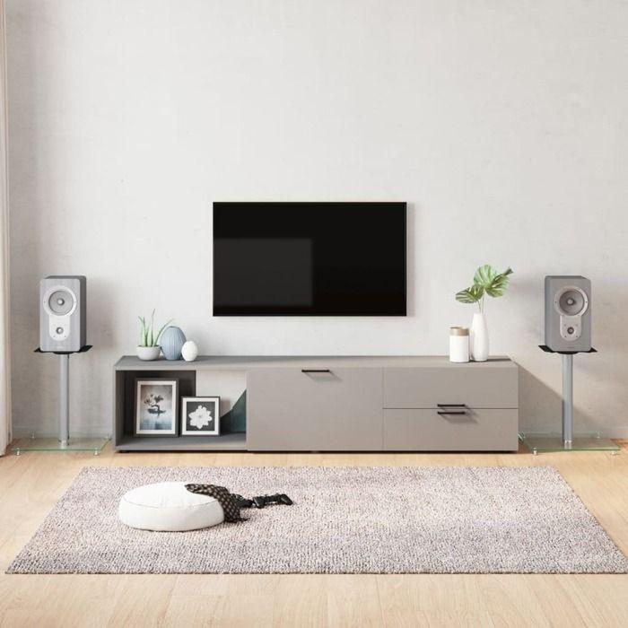 Supports pour haut-parleurs - vidaXL - Verre trempé - Aluminium - Argent - Design moderne (x2)