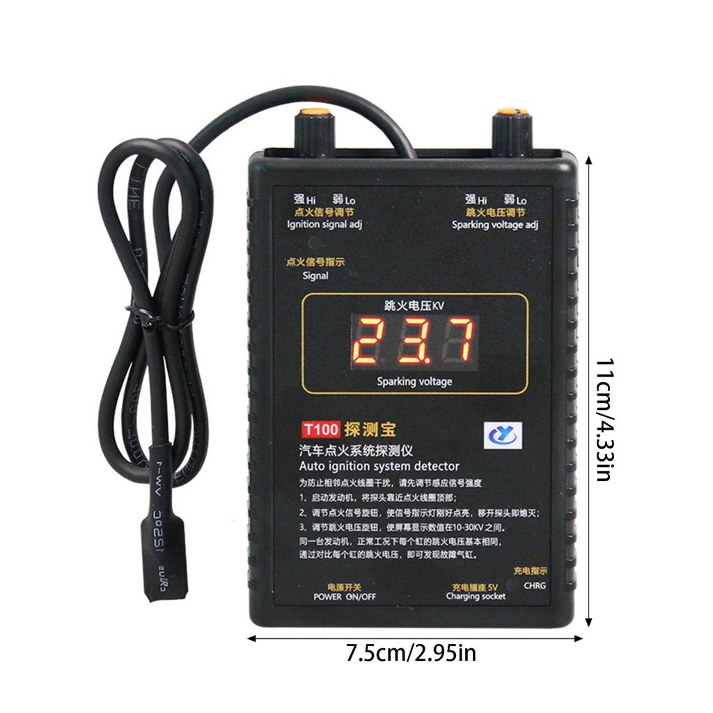 Engine Tester T100, Professional Auto Ignition Signal Diagnostic Instrument for Engine Coils Signal Troubleshooting