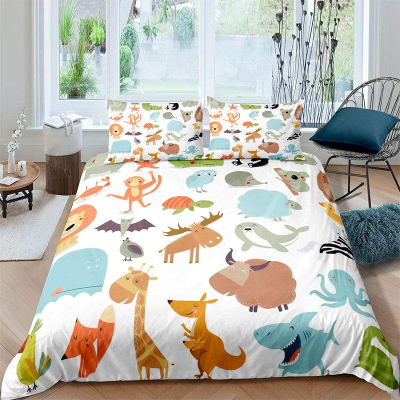 Children Kids Monkey Soft Duvet Cover Lovely Carton Animal Beding Set Lovely Litle Monkey Warm Comforter Cover For Young Boys Young Girls Child Bedrom