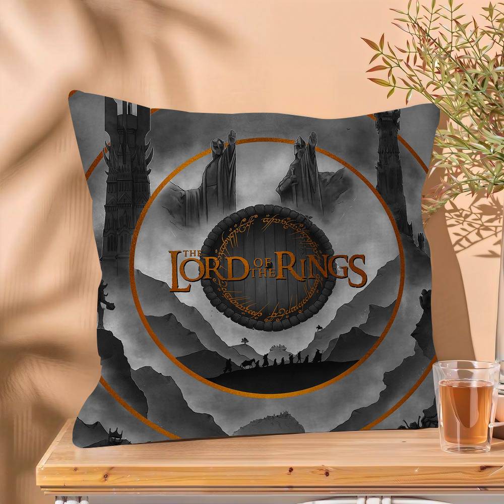 Vintage Black Classic Movie The King Rings Pillow Cover for Bedroom Room and Living Room Sofa Decorative Cushion Cover