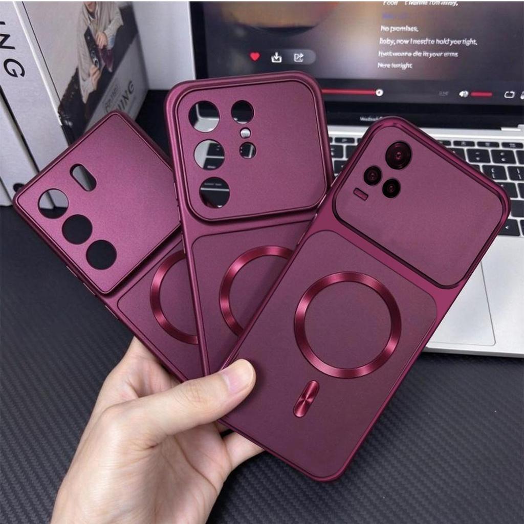 Frosted Metal Finish Phone Case for Vivo V20 Pro Full Lens Big Window Magnetic Ring Car Mount Slim Cover
