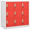 VidaXL Lockable Locker Cabinet Storage Cabinet Storage Organizer Office Cabinet Light Grey and Red 336442