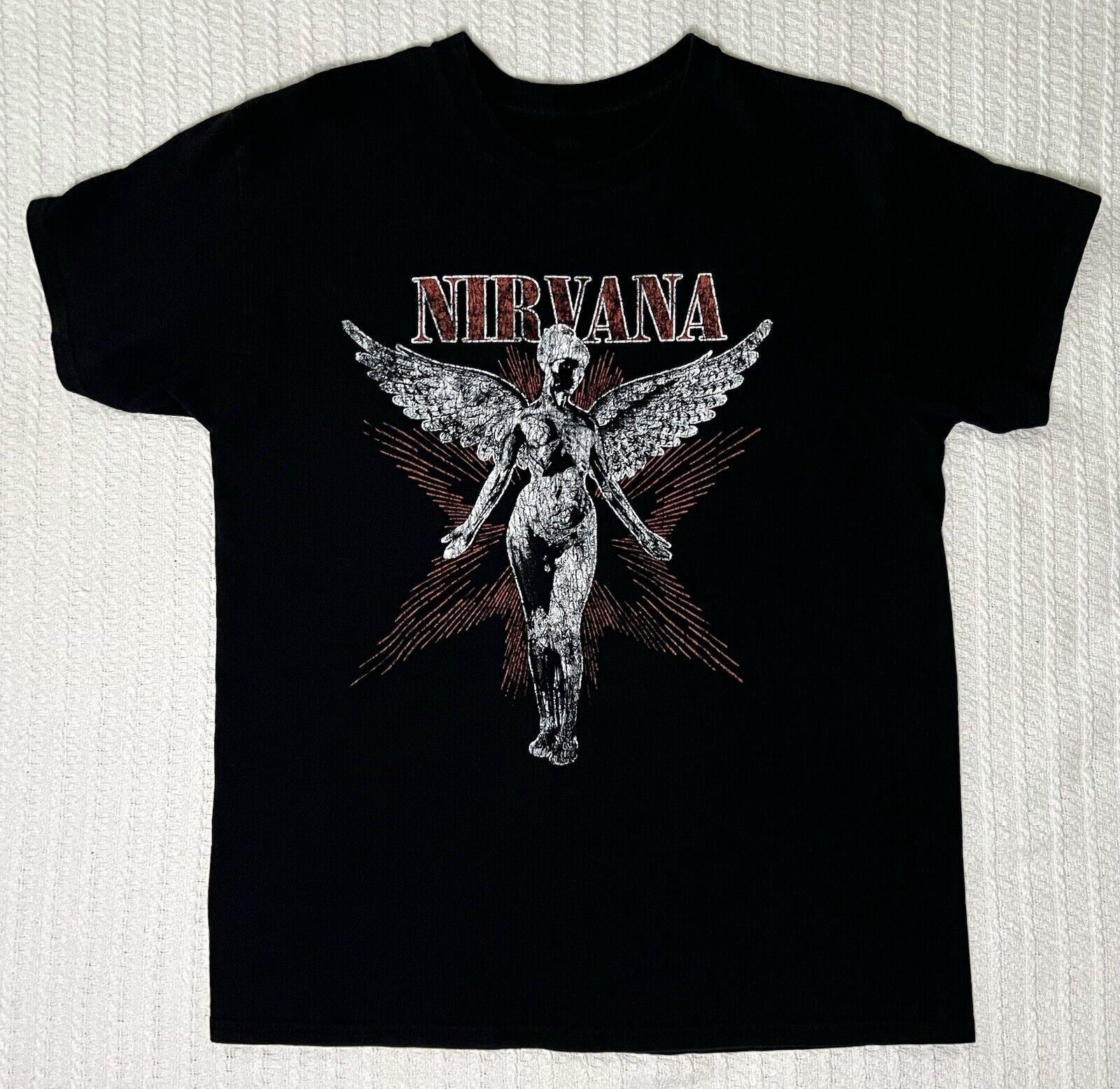 

26 Nirvana In Utero T-Shirt Mens LG 21” X 28” Band Tee Black Cotton Retro 90s Unisex T-Shirt XXXXL