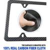 Carbon Fiber License Plate Frame- Stainless Steel Car Tag Holder Wrapped with Real Carbon Fiber, 4 Hole Slim Design, Anti-Theft Screws Caps,