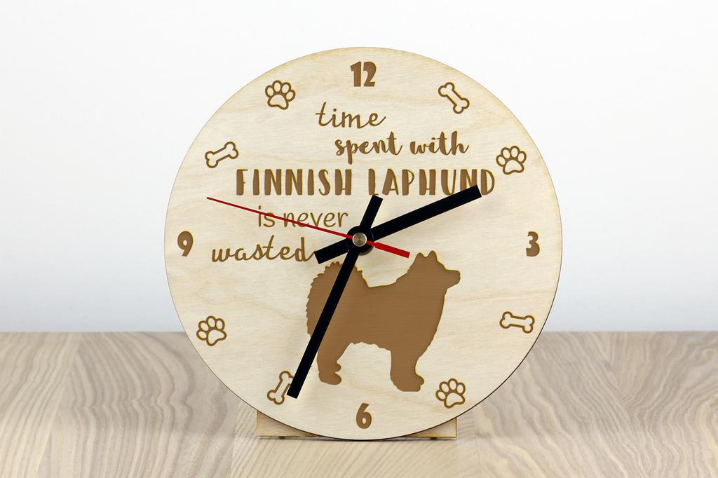 Finnish Lapphund, Finnish Lapponian Dog - Clock with Dog, Wooden Clock with Engraving, Personalised Clock by Art-Dog