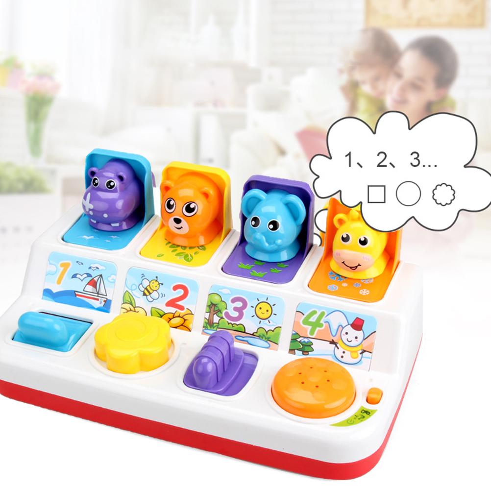Interactive Pop Up Animals Toy with Light Music Animal Sounds Baby Learning Development Toy
