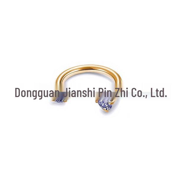 Stainless Steel U-Shaped Nose Ring with Double Zirconia