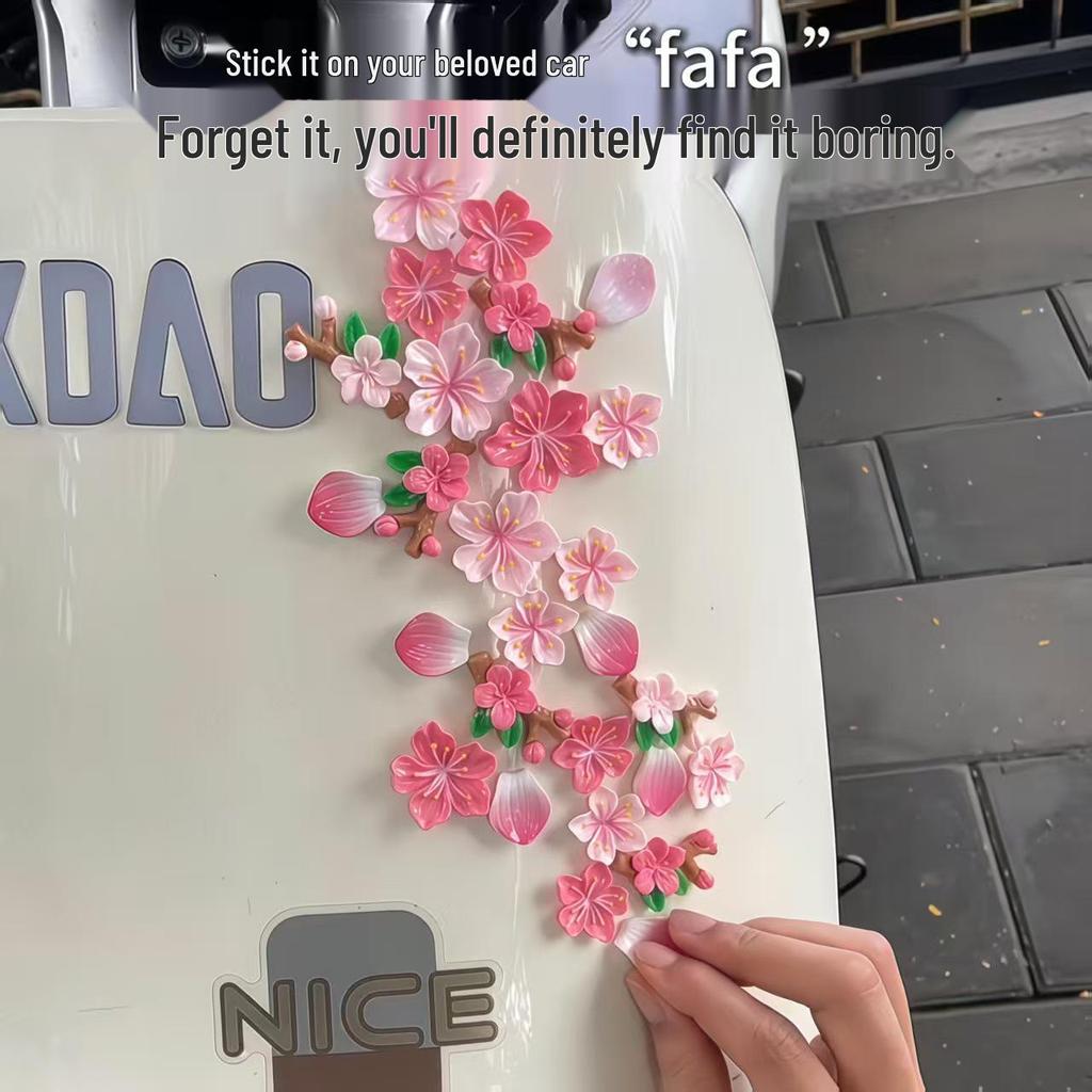 Peach Blossom & Cherry Blossom Car and EV Interior Ornament Sticker