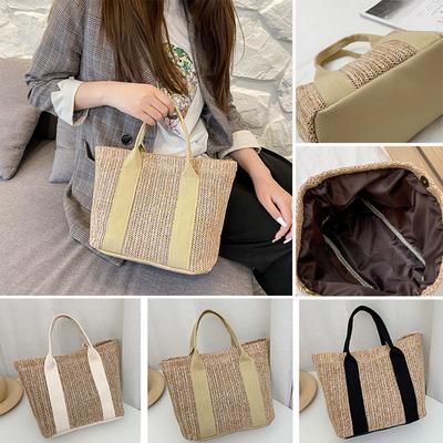 Damen Handtasche Tasche Tote Strand Stroh gewebte Tasche Frauen Sommer Schulter Messenger Bag