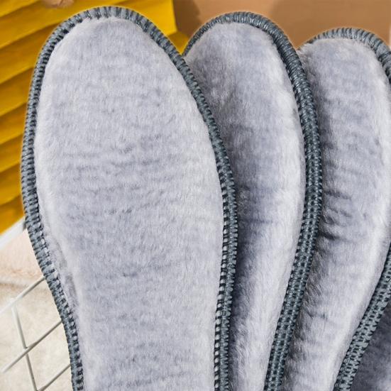 2 Pairs Winter Insoles Thick Fleece-Lined Warm Shoe Pads with Anti-Slip & Moisture-Wicking Comfortable Cushion for Boots Shoes