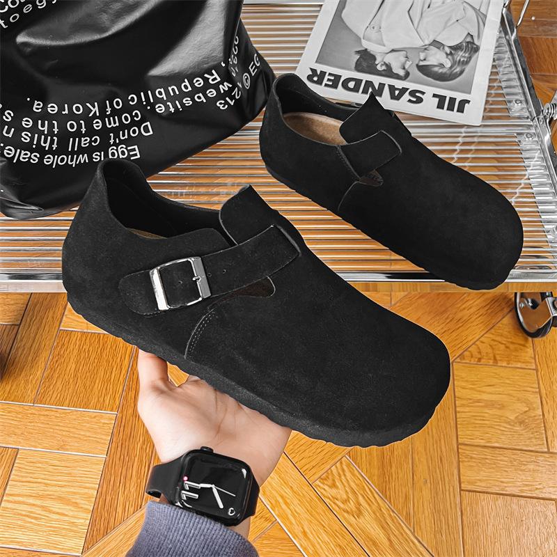 

3507 летние новые кожаные туфли-сабо на пробковой подошве для пары, рыбацкие туфли на одном ремешке 44-Male Size