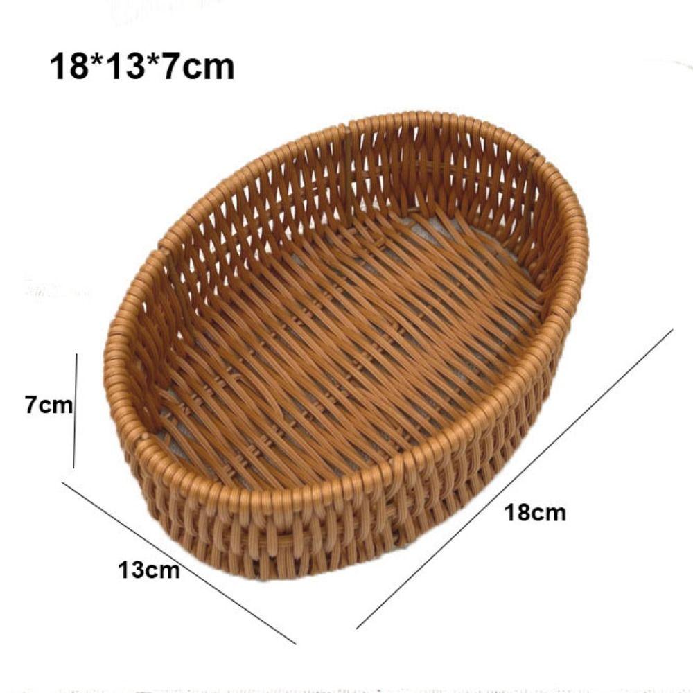 Khaki Bread Fruit Vegetables Basket Hardness Rattan Basket Restaurant Serving Tabletop Display