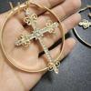 Korean Metal Cross Earrings Accessories Punk Jewelry Hoop Earrings Bling Crystal Fashion Earring for Women