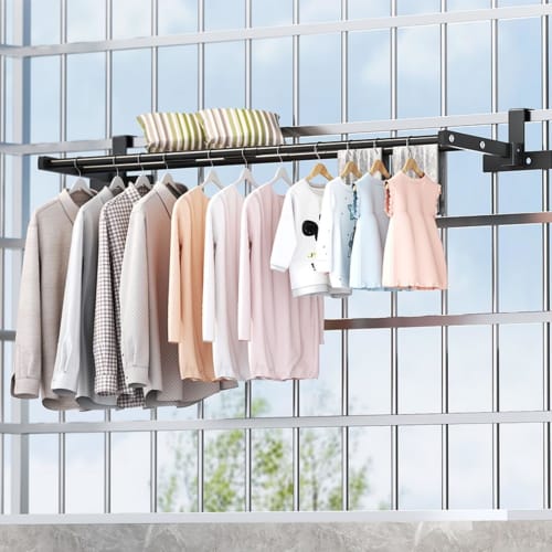 Extendable Balcony Railing, Balcony Guardrail, Clothes Drying Pole, Stainless Steel Foldable Balcony Window Fence Guardrail Corridor Flower Display Ra