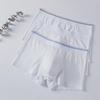 "Men’s Pure Cotton White Boxer Briefs - Antibacterial, Lightweight Youth Shorts for Autumn/Winter"
