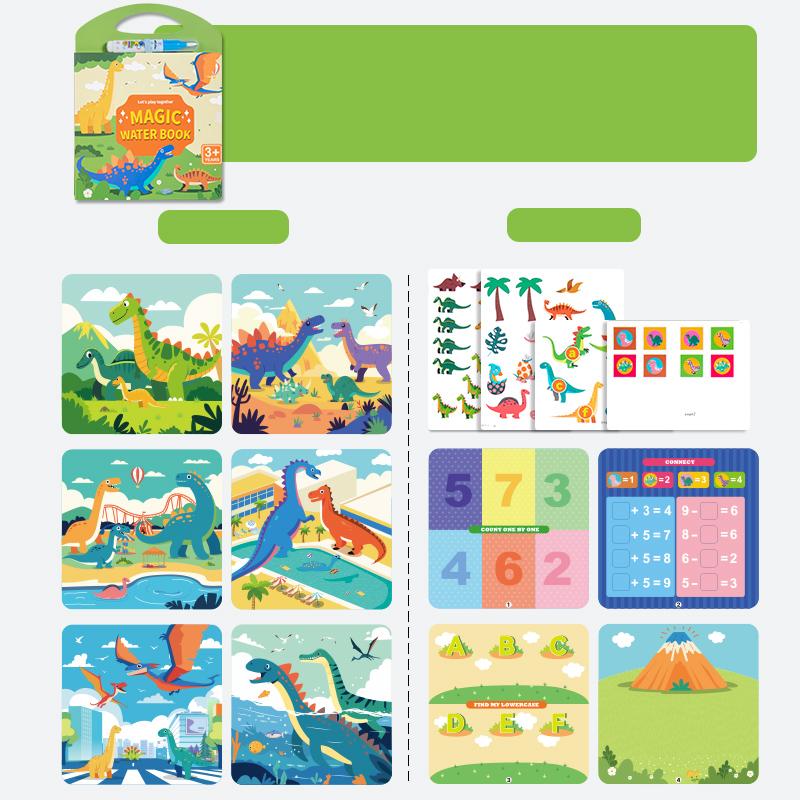 

Монтессори Волшебная акварельная сцена Книга с многоразовыми наклейками Раннее развитие Головоломка Книга для когнитивной деятельности Подарки для детей