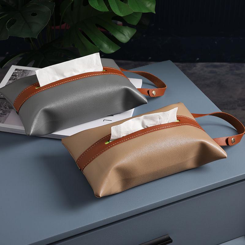 Japansk PU-läder Servetthållare: Mångsidigt Hängande Fodral för Vardagsrum, Badrum eller Bil