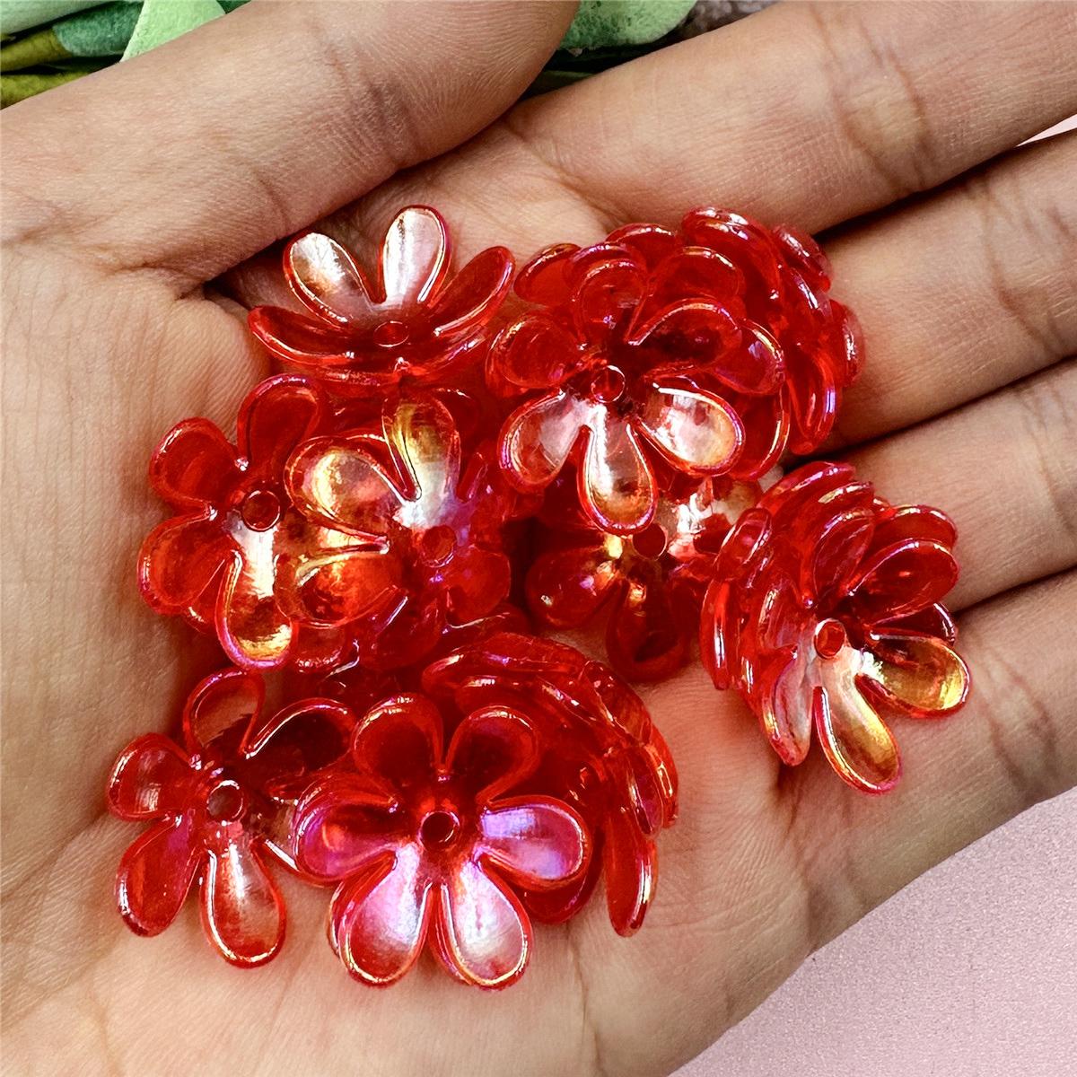 

20 шт. DIY аксессуары для изготовления украшений для волос 6 лепестков цветочные бусины материалы ручной работы модный сосуд красный