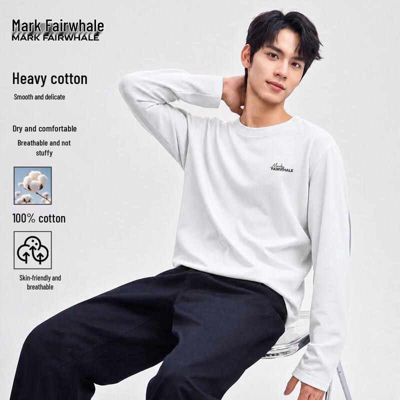 MARK FAIRWHALE Men's Heavyweight Cotton Long Sleeve T-Shirt